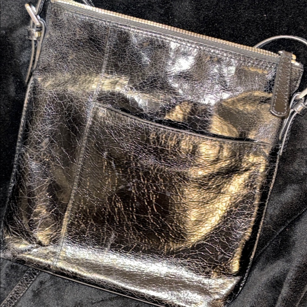 HOBO Glossy Black Leather Crossbody Bag - Picture 10 of 11